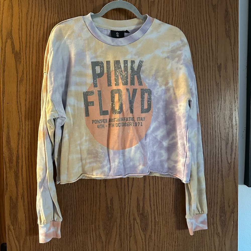 Pink Floyd purple and orange tie die graphic cropped sweatshirt size M